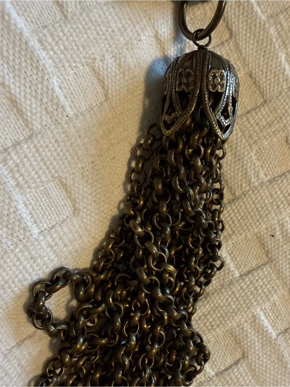 Black Decorative Link belt with Ornate Toggle and Tassel